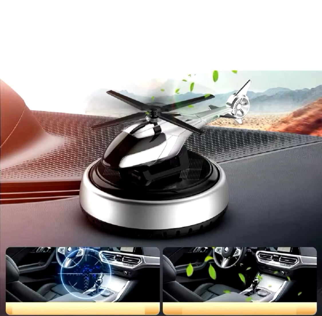 Solar Powered Car Air Freshener Helicopter, Aviation Car Air Freshener, Durable Alloy Fragrance Diffuser