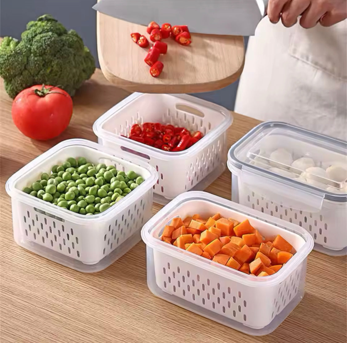 3Pcs Food Storage Containers with Lids, Fridge Container Box With Lid, Multifunctional Kitchen Accessories