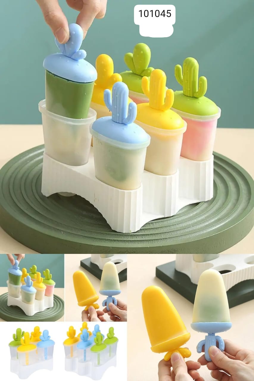 Cactus Shape Popsicle Molds, Six Grid Ice Mold, Reusable Popsicle Mold Ice Pop Maker