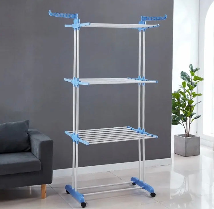 Multifunctional Drying Rack, Moveable Clothes Hanger Rack, Floor Standing Coat Rack With Wheels Space Saving Rack