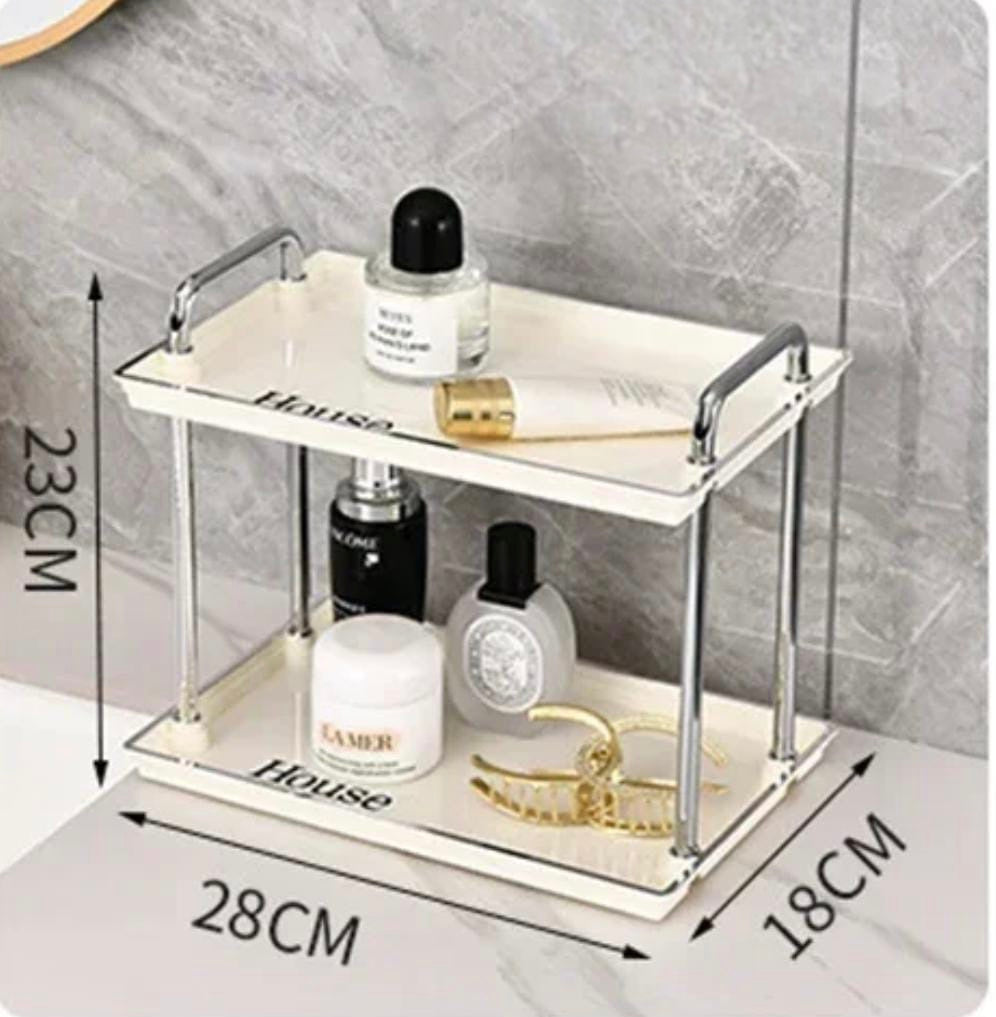 Double Layer Luxury Acrylic Storage Rack, Desktop Tray Storage Rack, Desktop Rack Bathroom Organizer