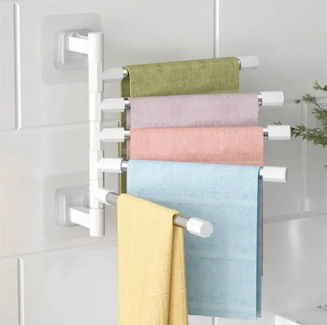 Multi Layer Hanging Folding Towel Rack, Wall Hanging Rotary Towel Rack, Aluminum Swing Arms Towel Rack