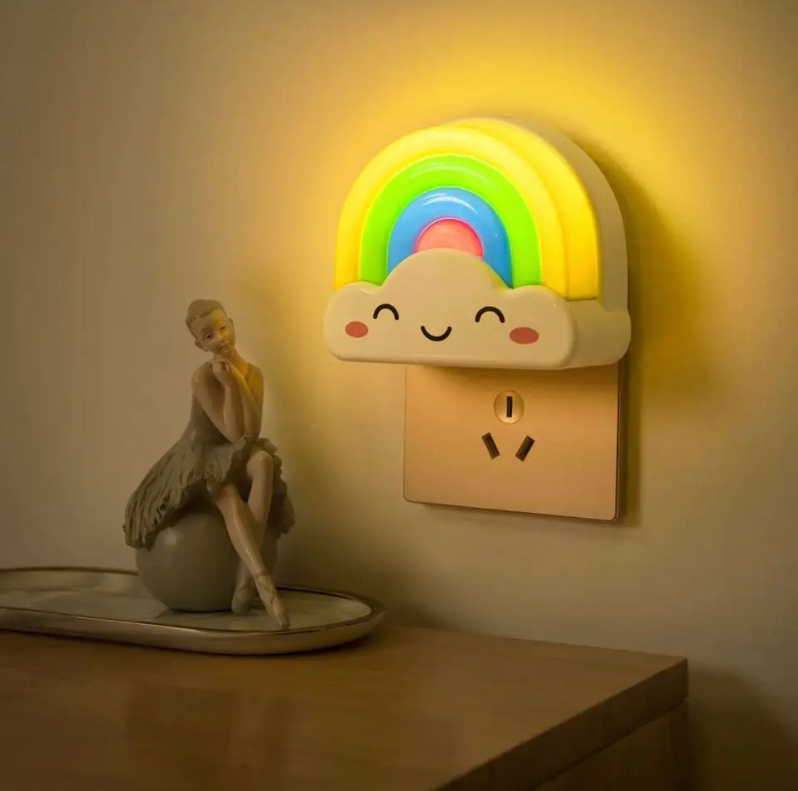 Rainbow Socket Night Light, Bedroom Night Lamp, Cute Kids Night Light Lamp