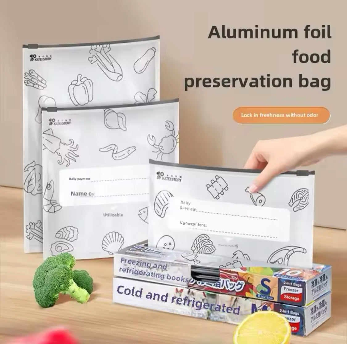 Pack Of 10 Aluminium Foil Preservation Bag, Anti-Bacterial Self Sealing Bag, Household Freshness Maintaining Bag