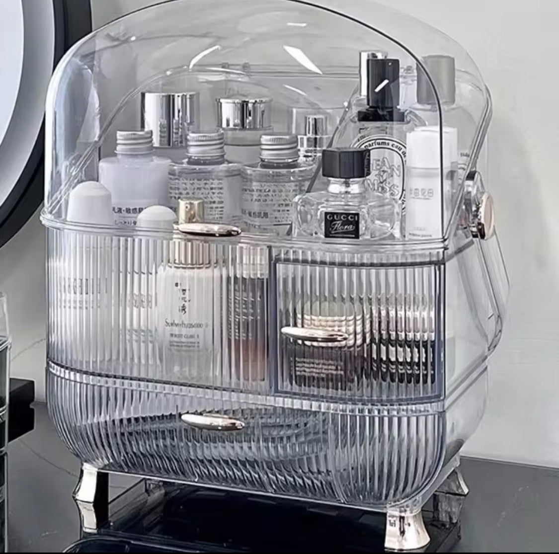 Cosmetic Storage Box, Transparent Desk Makeup Organizer Box, Cosmetic Jewellery Storage Drawer