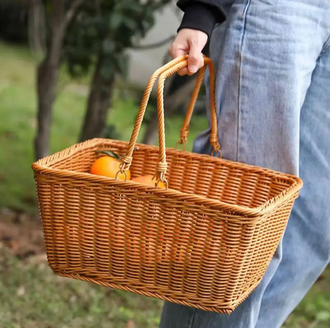 Woven Picnic Basket, Water Bread Service Box, Light Weight Imitation Storage Basket