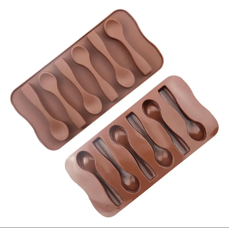 Spoon Shape Silicone Baking Mold, Chocolate Biscuit Ice Grid Mold, Non-Stick Cake Decorating Tool