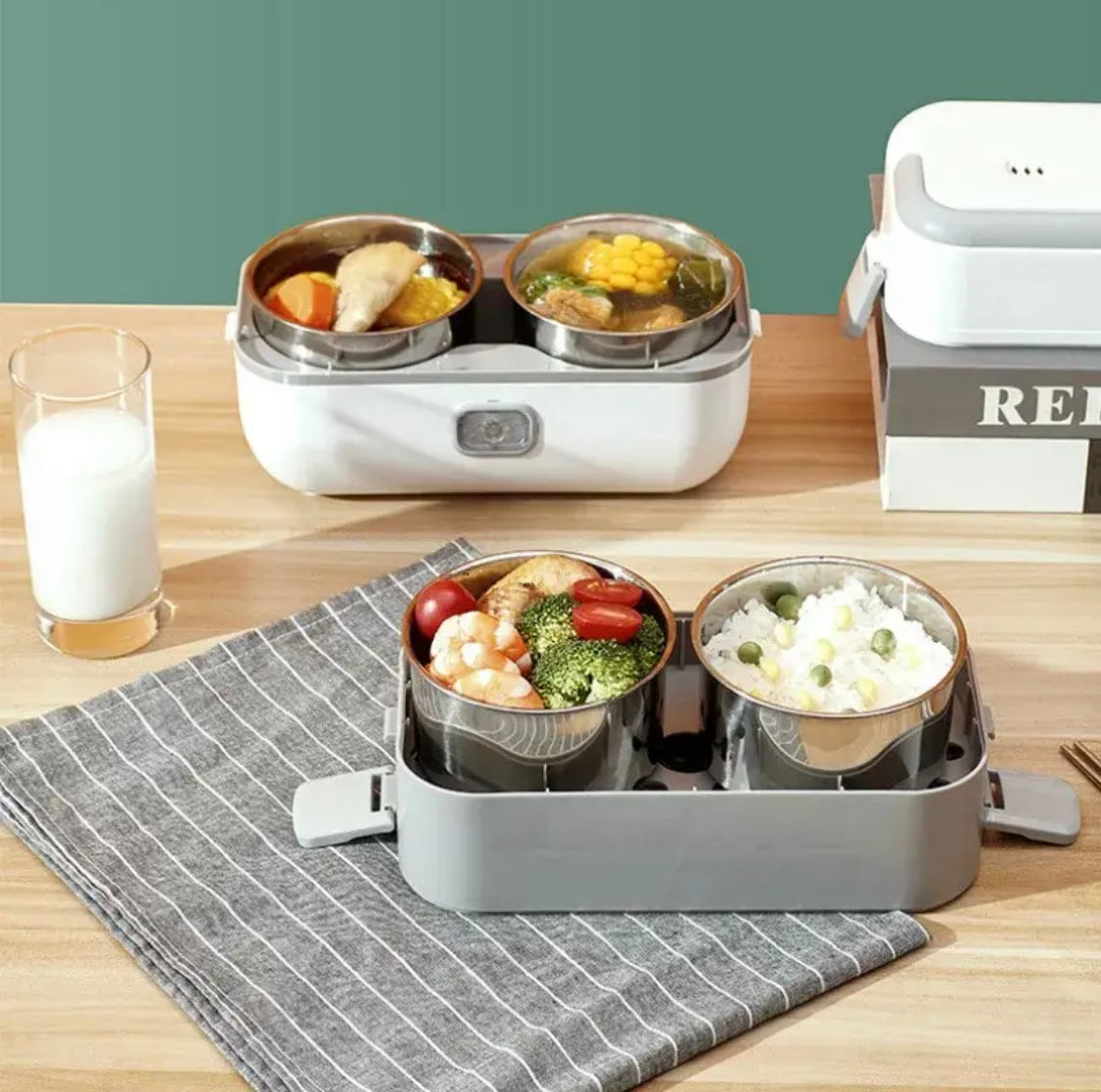 Bento Electric Heating Lunch Box, Multifunctional Cooking Insulation Box, Portable Stainless Steel Lunch Box