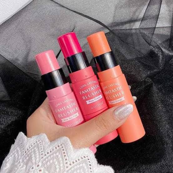 Double Ended Blush Stick With Brush, Waterproof Facial Makeup, Face Moisturizing Brighten Blusher