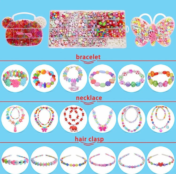 Cartoon Design Handmade Beaded Toys Set, Set For Girls Bracelet Necklace, Jewellery Making Beads Kit