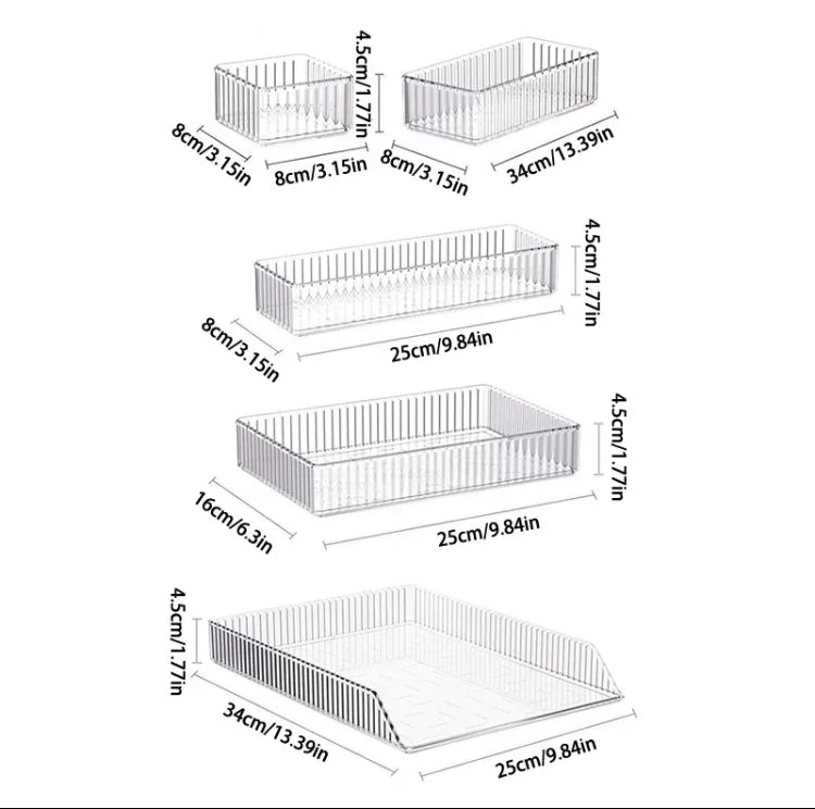 4pcs Acrylic Desk Drawer Organizers Set, Bathroom Storage Makeup Organizer, Transparent Storage Box