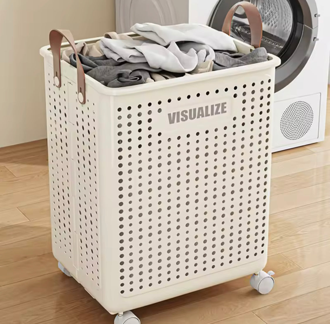 Portable Laundry Hamper With Wheels, Foldable Clothes Storage Basket, MultiPurpose Hollow Storage Box