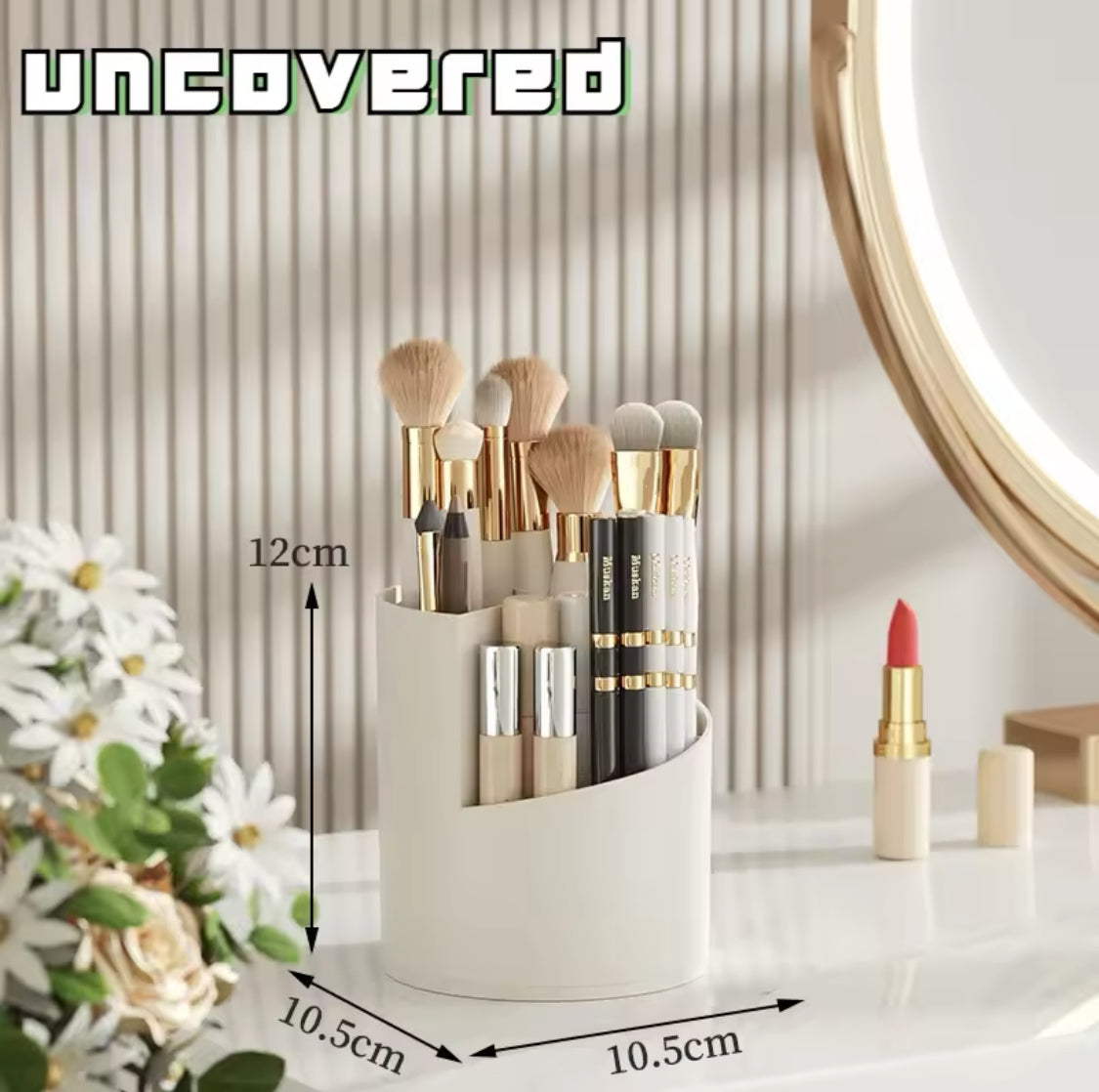 Acrylic Makeup Brush Holder, Rotatable Makeup Brush Organizer, Tabletop Cosmetic Storage Box