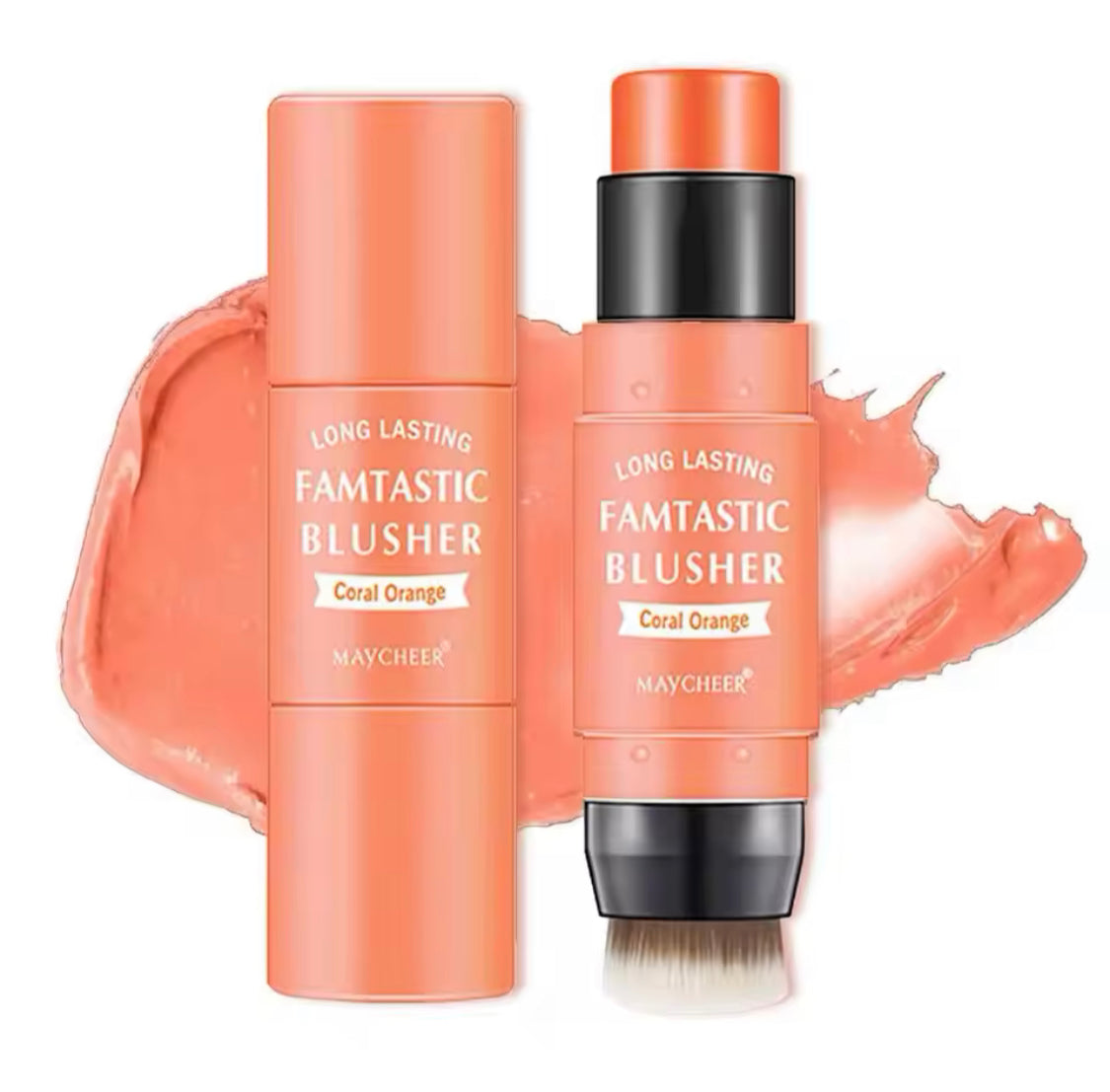 Double Ended Blush Stick With Brush, Waterproof Facial Makeup, Face Moisturizing Brighten Blusher