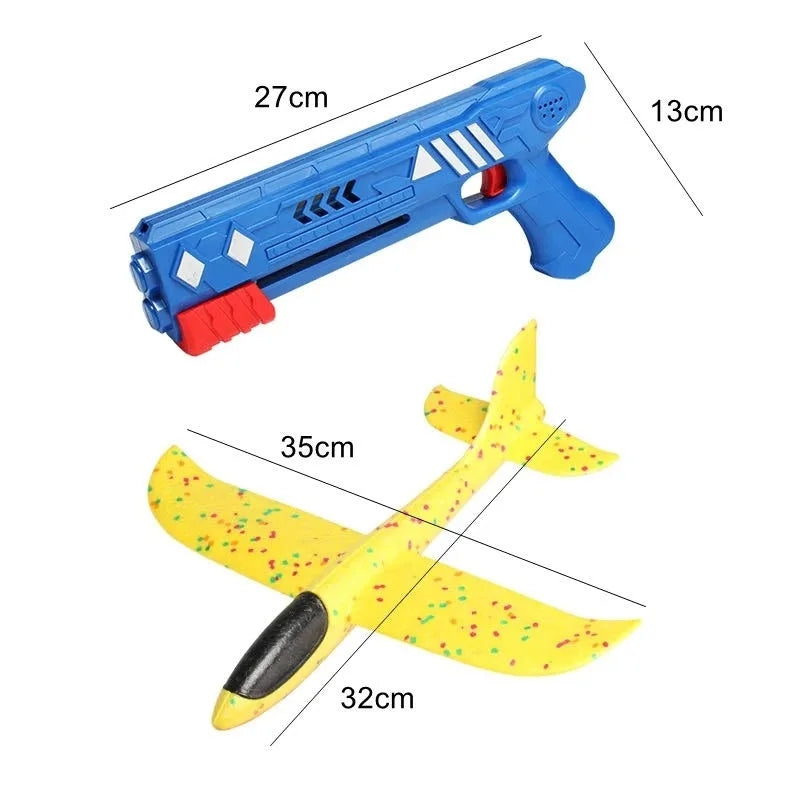 Gun Style Kids Catapult Plane Toy, Throwing Aircraft Outdoor Toy, Outdoor DIY Educational Toy