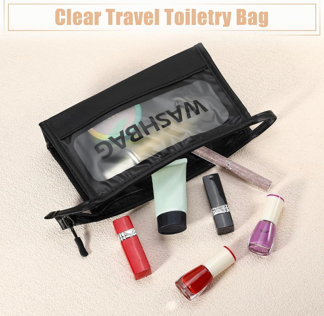 Travel Essentials Makeup Pouch, Waterproof Cosmetics Pouch, Travel Translucent Makeup Organizer