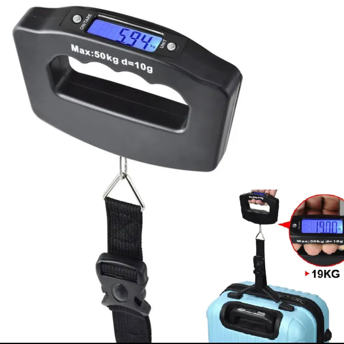 Portable Luggage Scale with LCD Display, Electronic Digital Weight Scale, Portable Handheld Scale