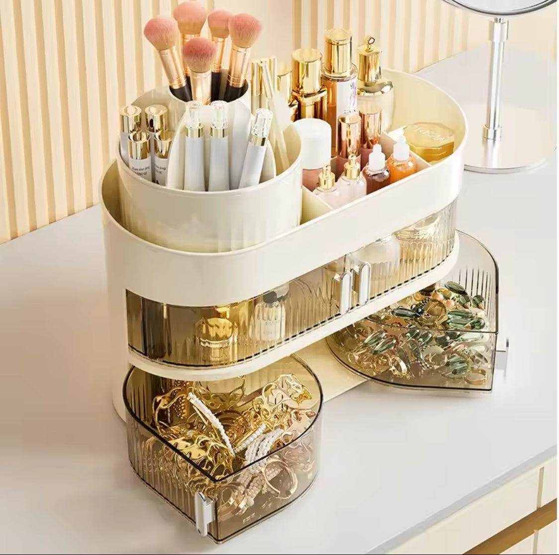 3Layer Cosmetic Organizer, 360-degree Rotating Makeup Organizer, Fashion Crystal Display Stand, Regular Cosmetic Jewellery Organizer