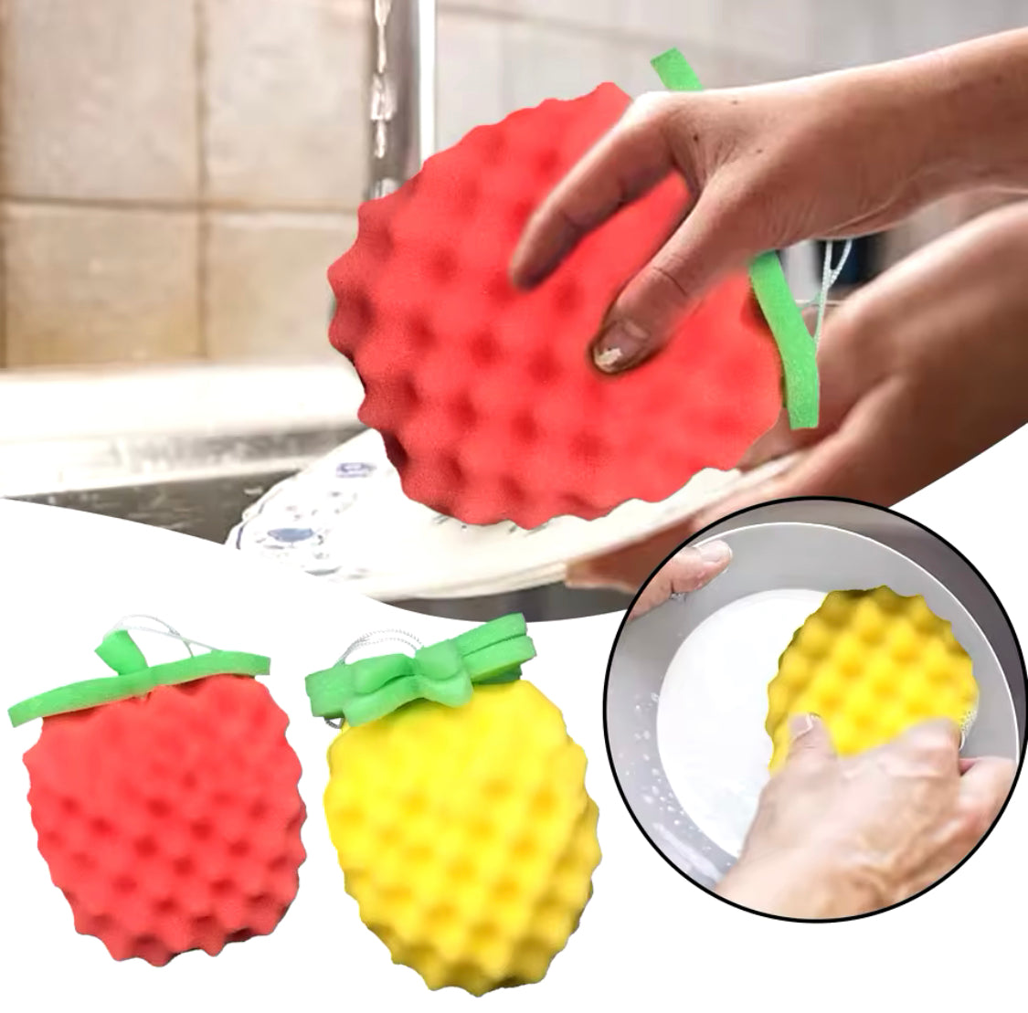 Pineapple Shape Sponge, Kitchen Cleaning Dishcloths, Fruit Shape Thickening Sponge Scouring Pad