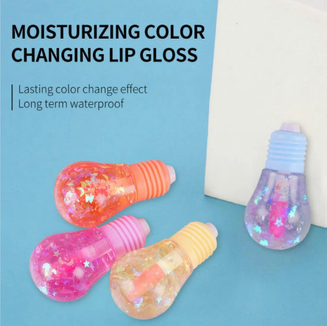 6pcs Cute Bulb Lip Gloss, Waterproof High Shine Liquid Lip Gloss, Makeup Travel Lip Balm