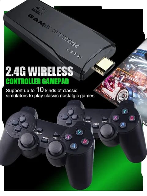 Wireless 4K Video Game Console, Double Wireless Controller Game player, Retro Handheld Game Player Console