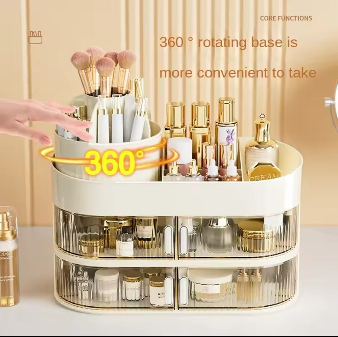 3Layer Cosmetic Organizer, 360-degree Rotating Makeup Organizer, Fashion Crystal Display Stand, Regular Cosmetic Jewellery Organizer