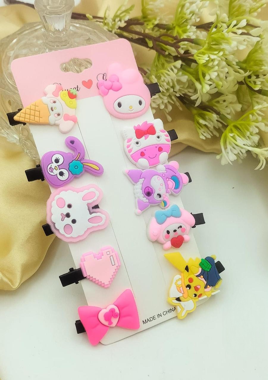 Fancy Silicone Kids Hair Pins, Cute Cartoon Hair Clips, Baby Girl Hair Accessories