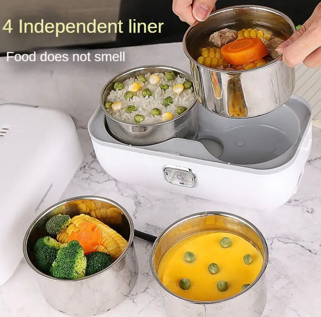 Bento Electric Heating Lunch Box, Multifunctional Cooking Insulation Box, Portable Stainless Steel Lunch Box