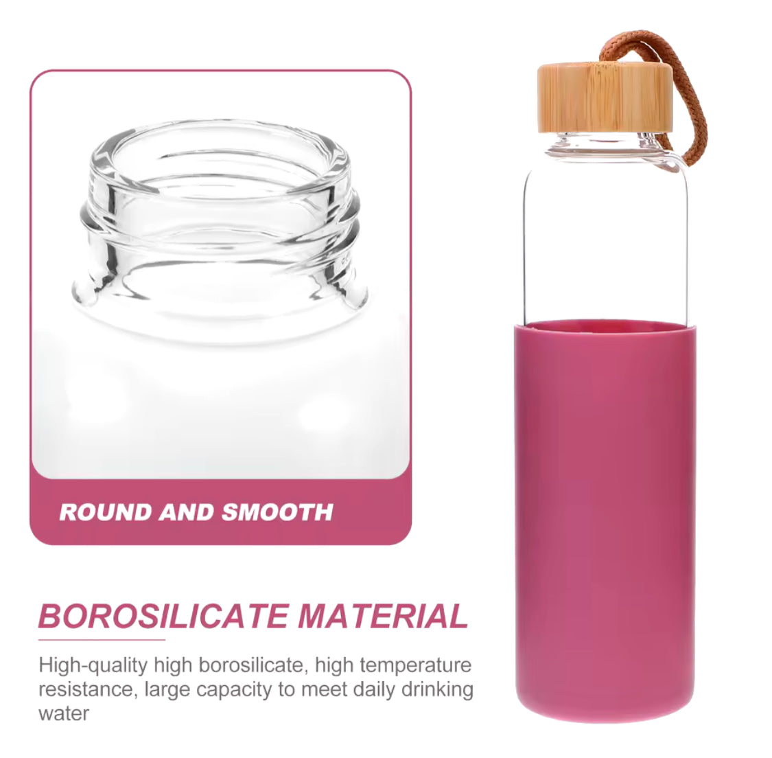 Single Layer Glass Bottle With Silicone Cover, Outdoor Mini Water Bottle, Anti Scalding Convenient Water Bottle