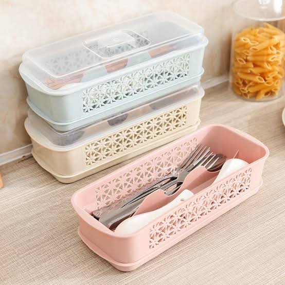 Stackable Chopsticks Box, Dust Proof Utensils Storage Box, Cutlery Drainer with Separators