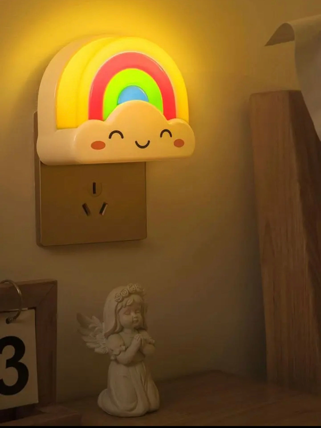 Rainbow Socket Night Light, Bedroom Night Lamp, Cute Kids Night Light Lamp