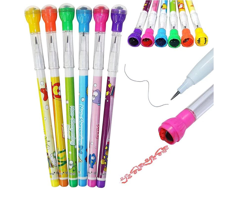 Multi Head Pencils for Kids, Non Sharpening Pencils With Stylish Stamp Cap