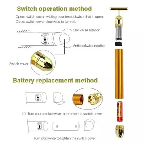 Electric T Shape Facial Roller, Anti-Wrinkles Beauty Massager, Waterproof Skin Tightening Facial Care Tool