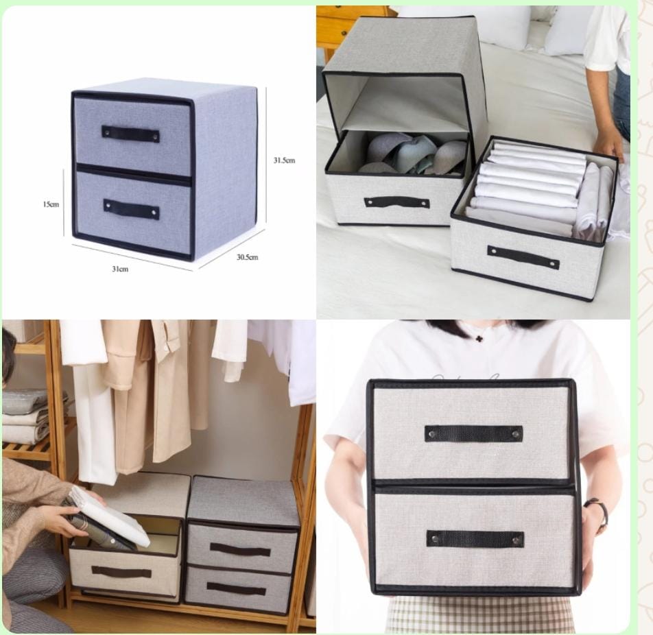 New Waterproof Cotton Linen Clothes Storage Box, Drawer Storage Box, Foldable Drawer Clothes Organizer