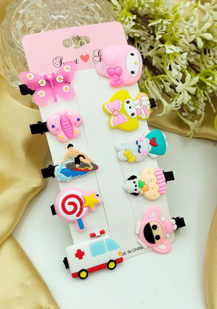 Fancy Silicone Kids Hair Pins, Cute Cartoon Hair Clips, Baby Girl Hair Accessories