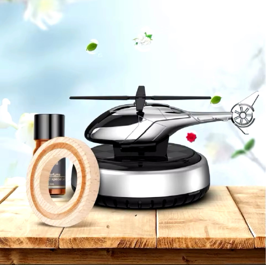 Solar Powered Car Air Freshener Helicopter, Aviation Car Air Freshener, Durable Alloy Fragrance Diffuser