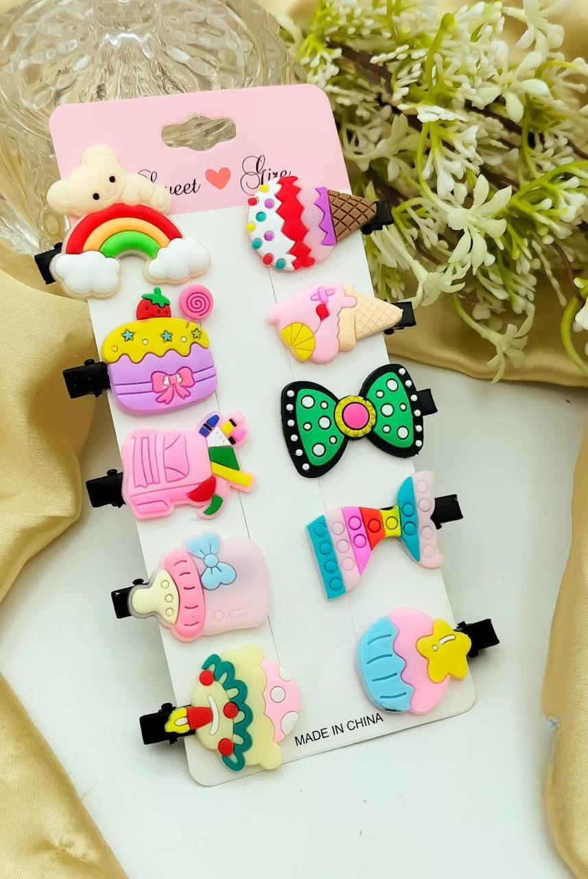 Fancy Silicone Kids Hair Pins, Cute Cartoon Hair Clips, Baby Girl Hair Accessories