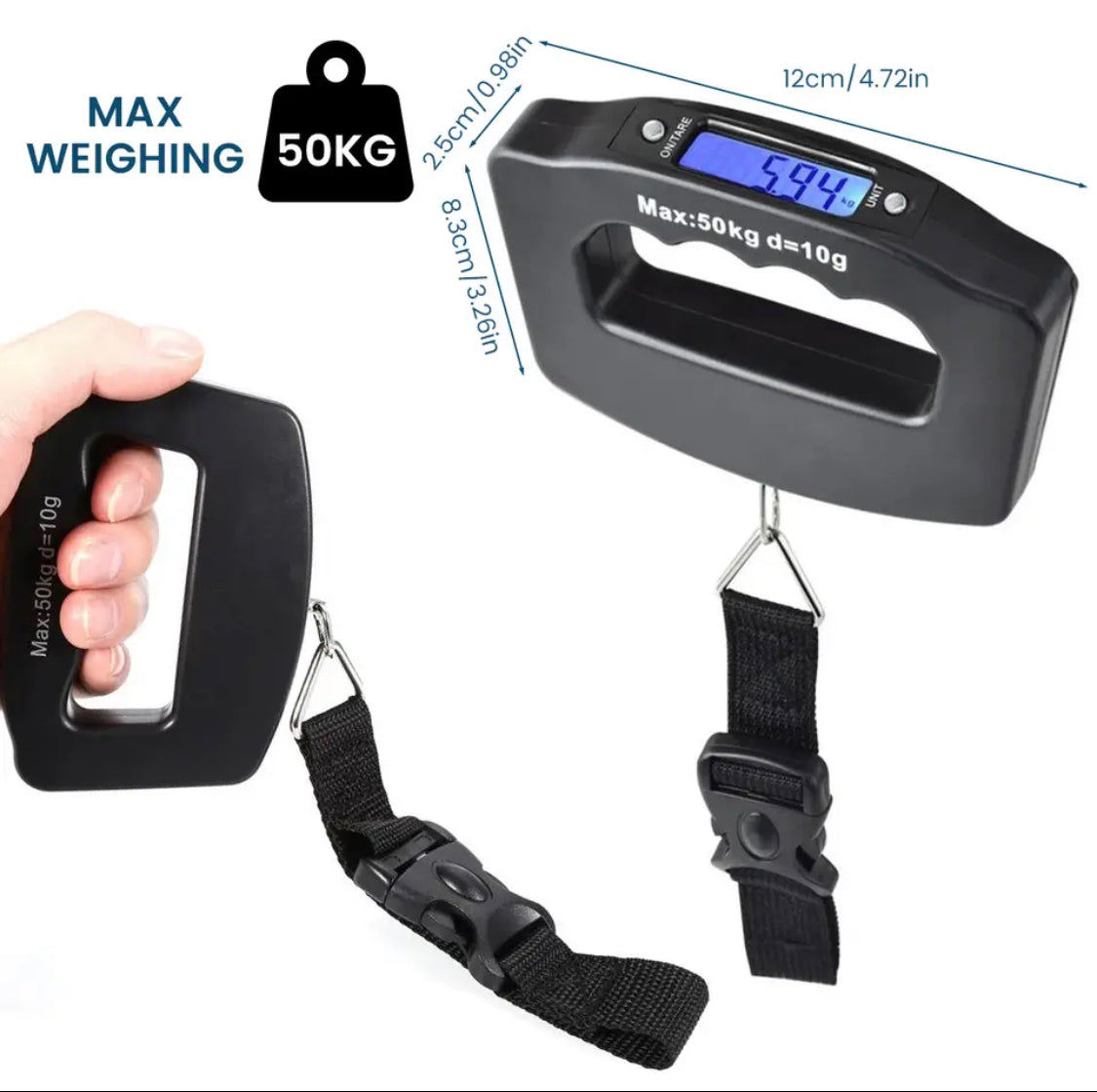 Portable Luggage Scale with LCD Display, Electronic Digital Weight Scale, Portable Handheld Scale