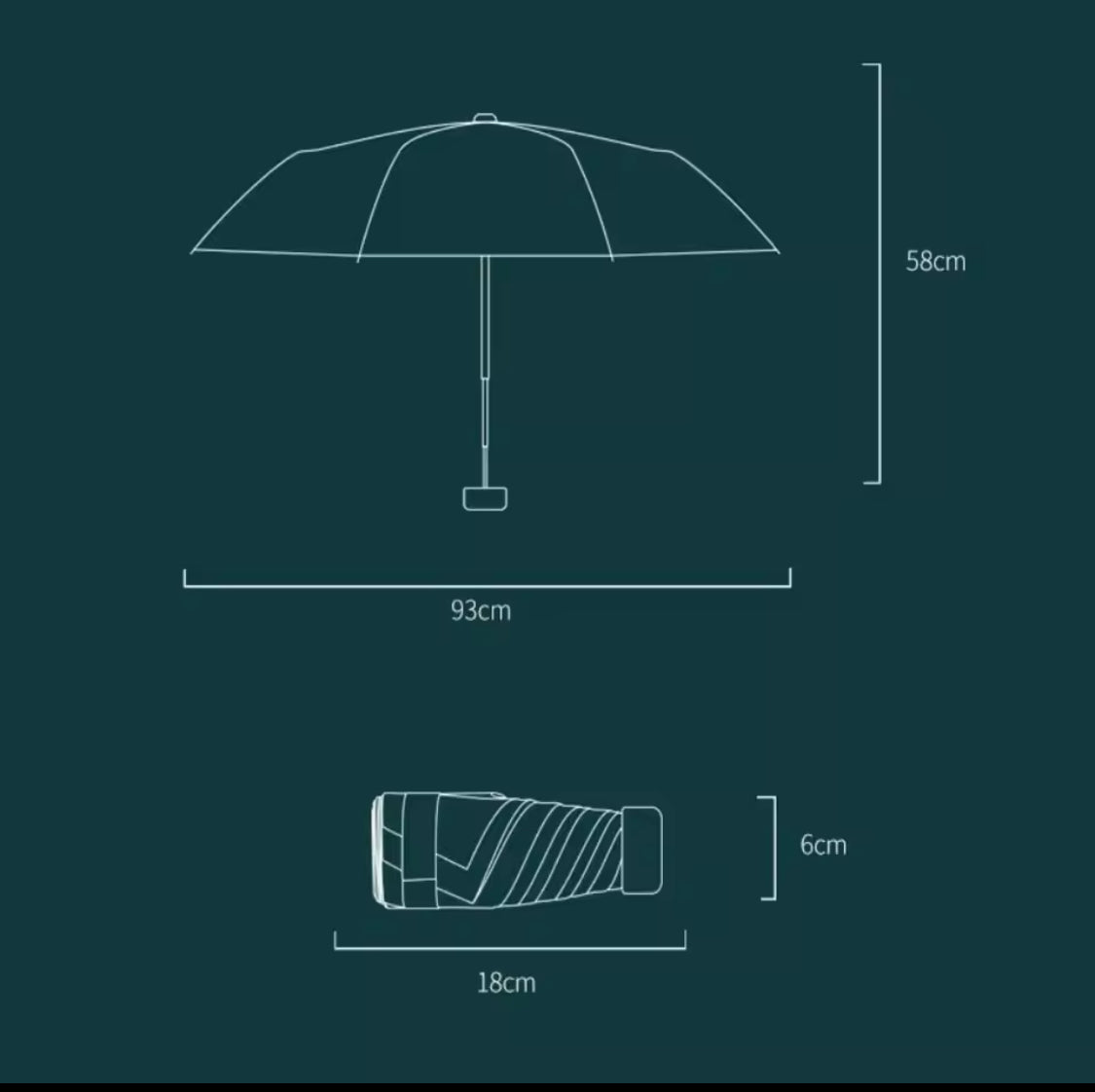 Outdoor Mini Umbrella, Folding Five-fold Sunshade Umbrella, Small Pocket Rain Umbrella