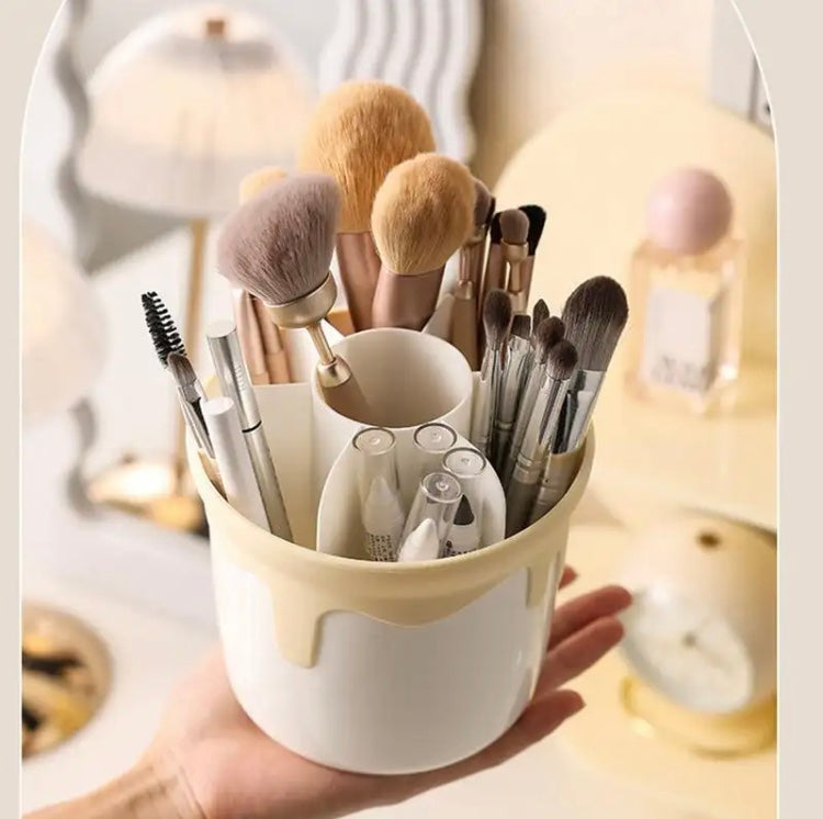 Transparent Makeup Brush Holder, Multi Compartment With Lid, Dustproof Rotating Holder, Makeup Brush Display Case