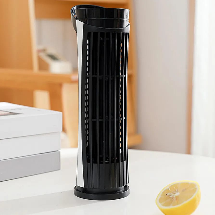 USB Desk Standing Cooling Fan, Electric Fan With LED Lights, Rechargeable Mini Tower Cooling Fan