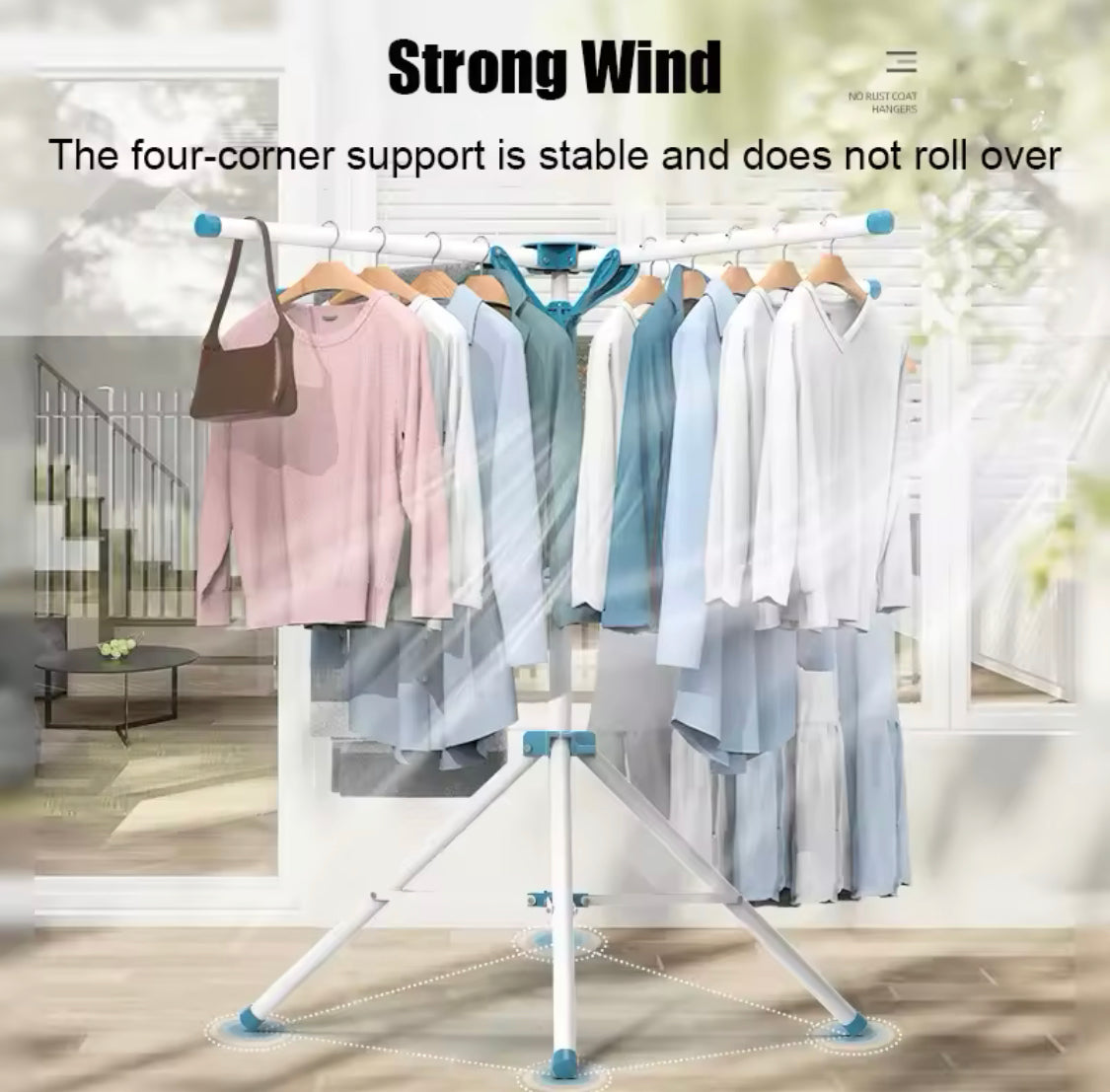 Standing Rack Indoor Garment Clothes, Space Saving Clothes Drying Rack, Hanging Storage Wardrobe