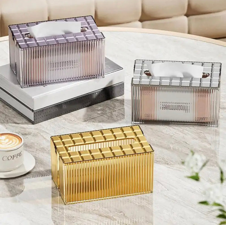 Plastic Luxury Napkin Holder, Rectangular Tissue Storage Organizer, Transparent Napkin Storage Box