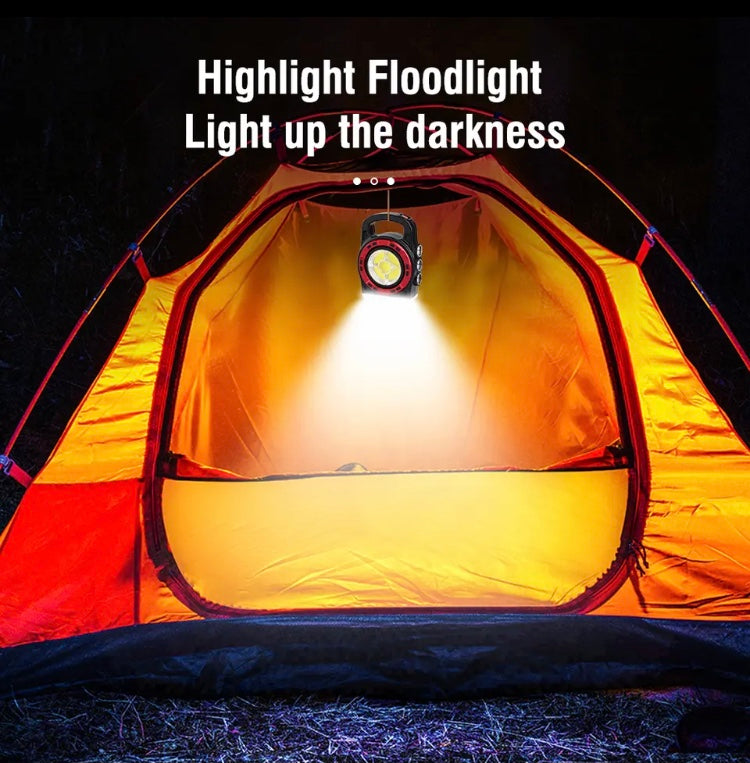 Portable Solar Lantern COB LED Light, USB Rechargeable Work Light Power Bank, Handheld Flashlight Outdoor Tent Camping Lamp