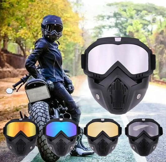 Motorcycle Helmet Mask, Windproof Motorcycle Riding Goggles, UV Protection Bike Mask