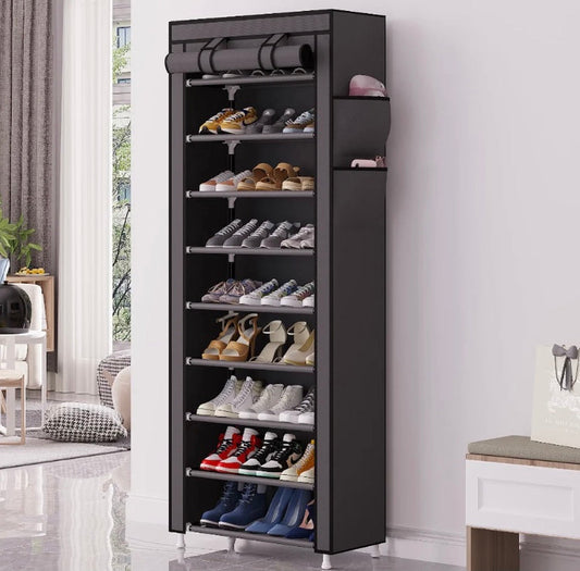 10 Layer Shoe Storage Rack, Dustproof Fabric Nonwovens Shoe Rack, Indoor Space Saving Shoe Box