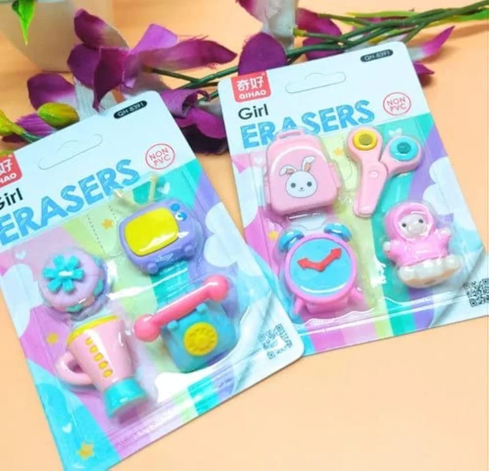 Children Cartoon Shape Erasers, New Home Set Rubbers, Cute Kids Erasers