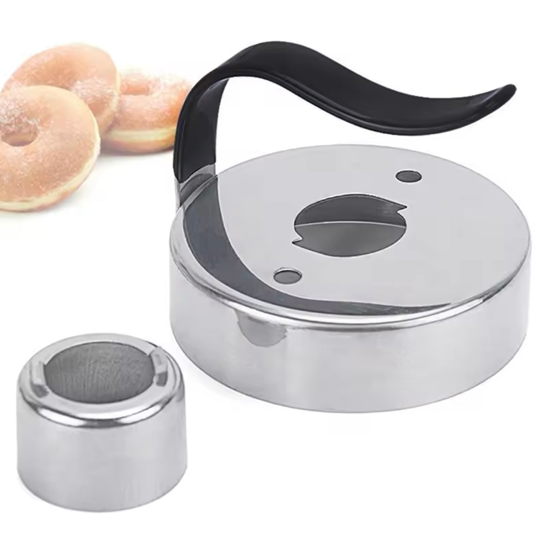 Stainless Steel Donut Mould, Multi-function Round Donut Mold, Creative Mousse Circle Cookie Mould with Handle