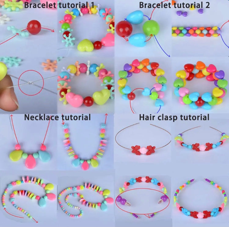 Cartoon Design Handmade Beaded Toys Set, Set For Girls Bracelet Necklace, Jewellery Making Beads Kit