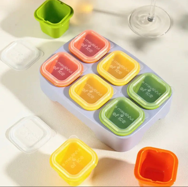 Reusable Ice Block Molds, 
6 Grid Cube Tray, Square Ice Block Storage With Lid